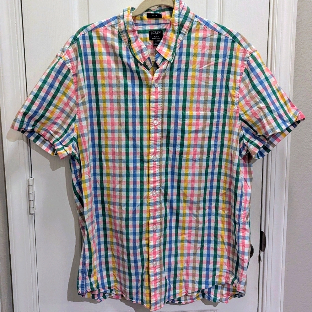 J. Crew Multicolor‎ Plaid Men's Shirt Slim Size XL